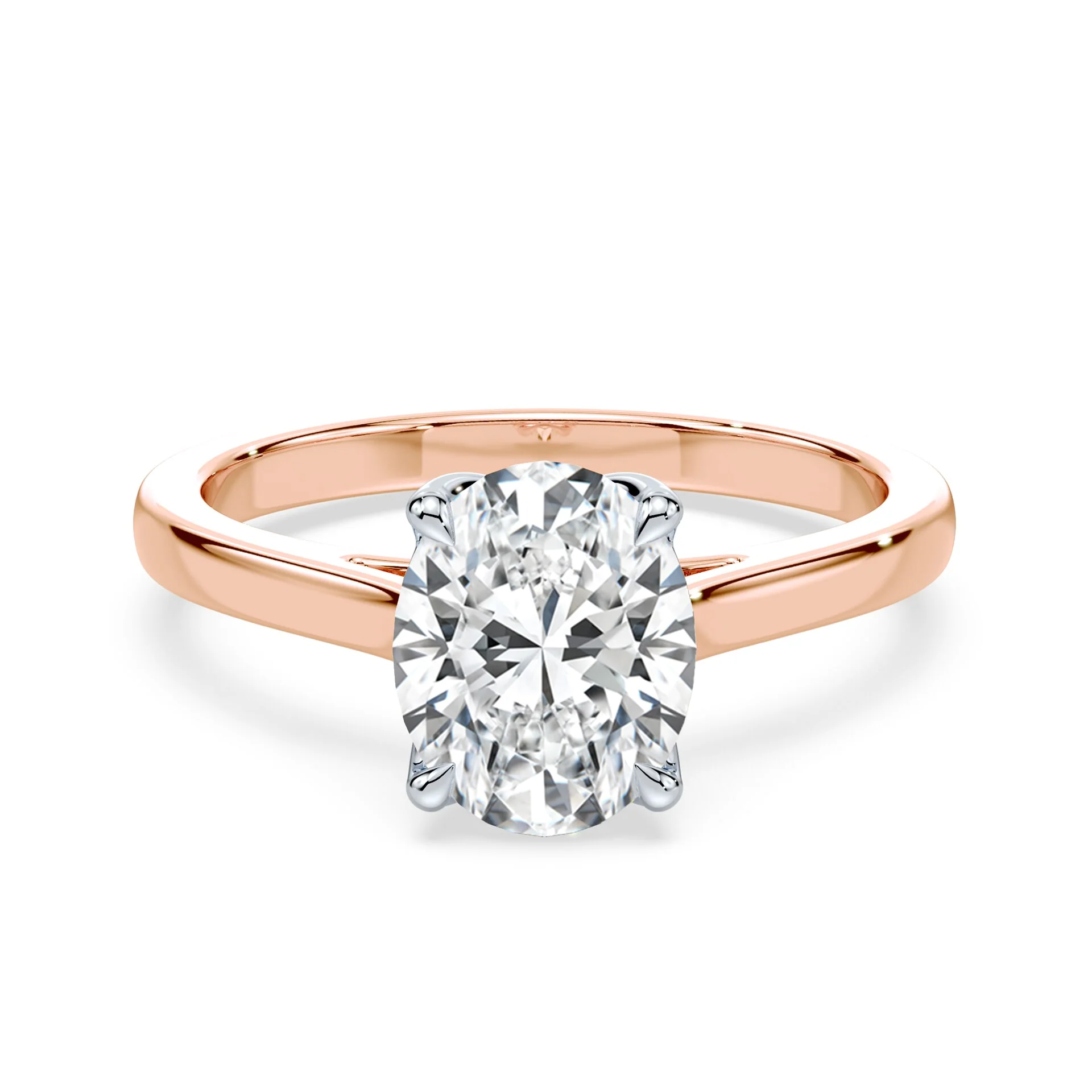 Two Tone Rose Gold Oval Cut Engagement Rings