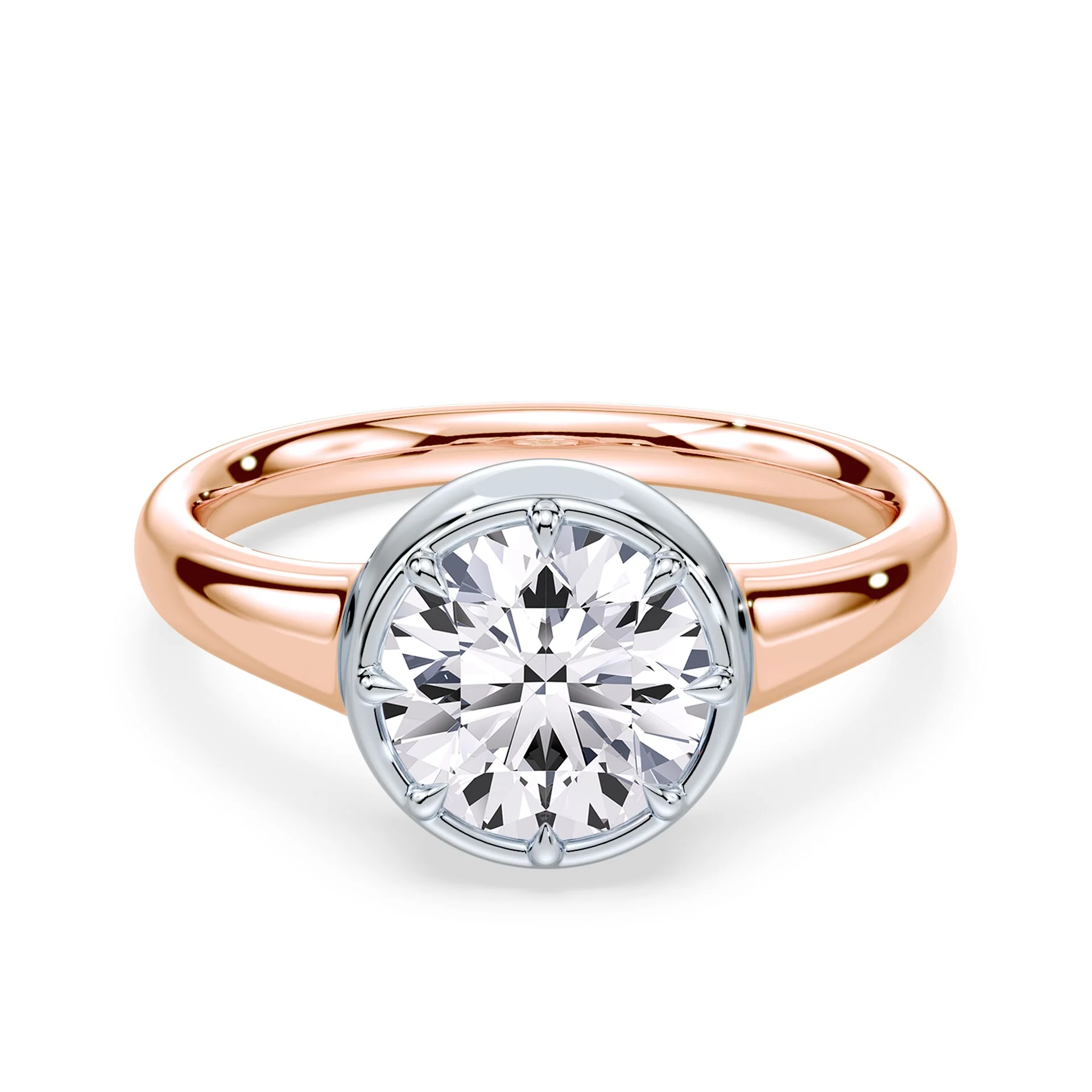 Two Tone Rose Gold Solitaire Engagement Rings